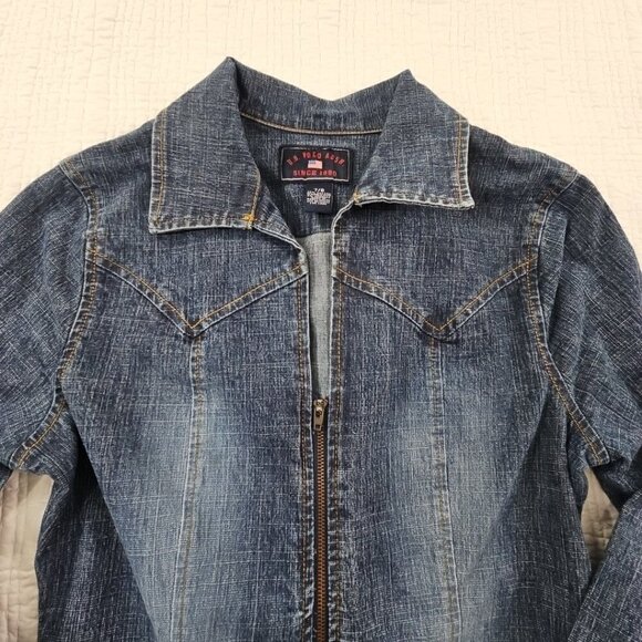 U.S. Polo Assn. Full Zip Stretch Denim Jumpsuit Women's 7/8 Long Sleeve EUC - Picture 7 of 16